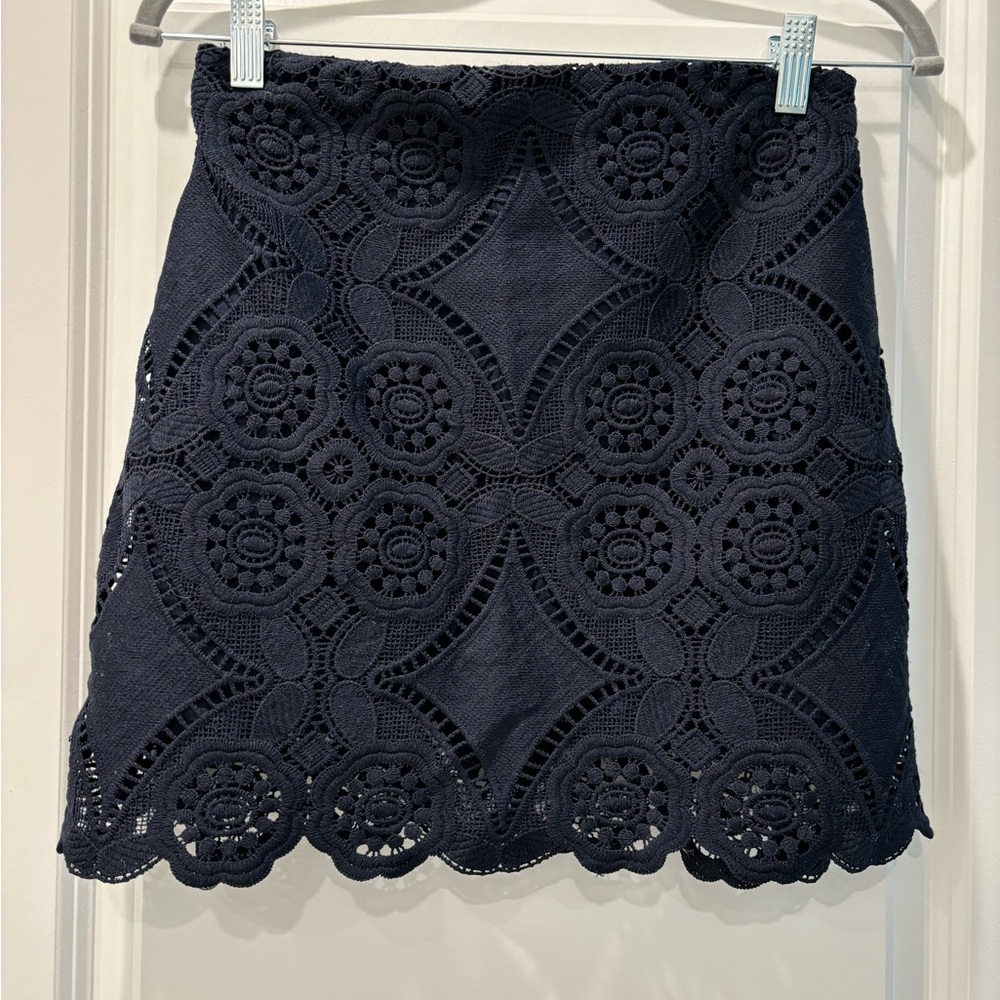 Abercrombie & Fitch Navy Crochet Mini Skirt